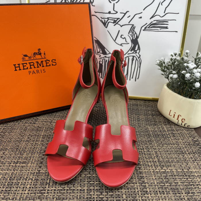 Hermes 2019 Ladies Oasis Wedge Leather Sandal - 에르메스 여성 오아시스…